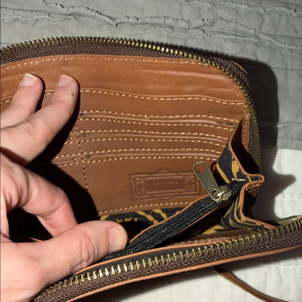 Tan Embossed Leather Wristlet - Picture 2 of 3